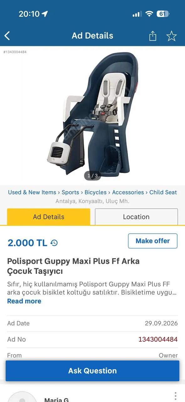 Детское велосипедное кресло Polisport Guppy Maxi Plus FF