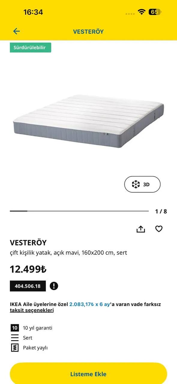 Матрас IKEA VESTERÖY 160×200 см