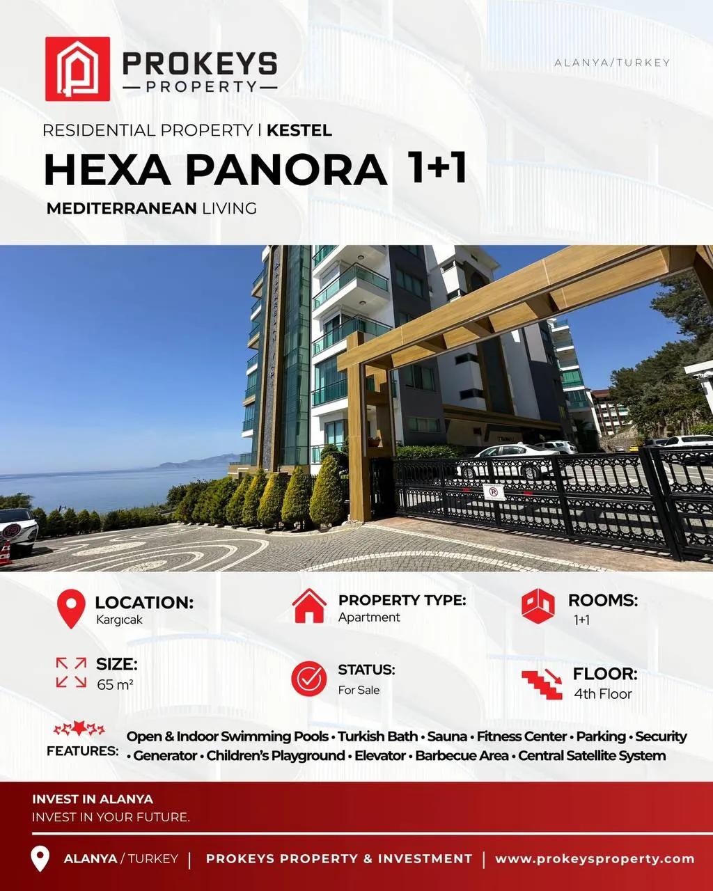 Квартира 1+1 65 м² в Hexa Panora, Каргыджак