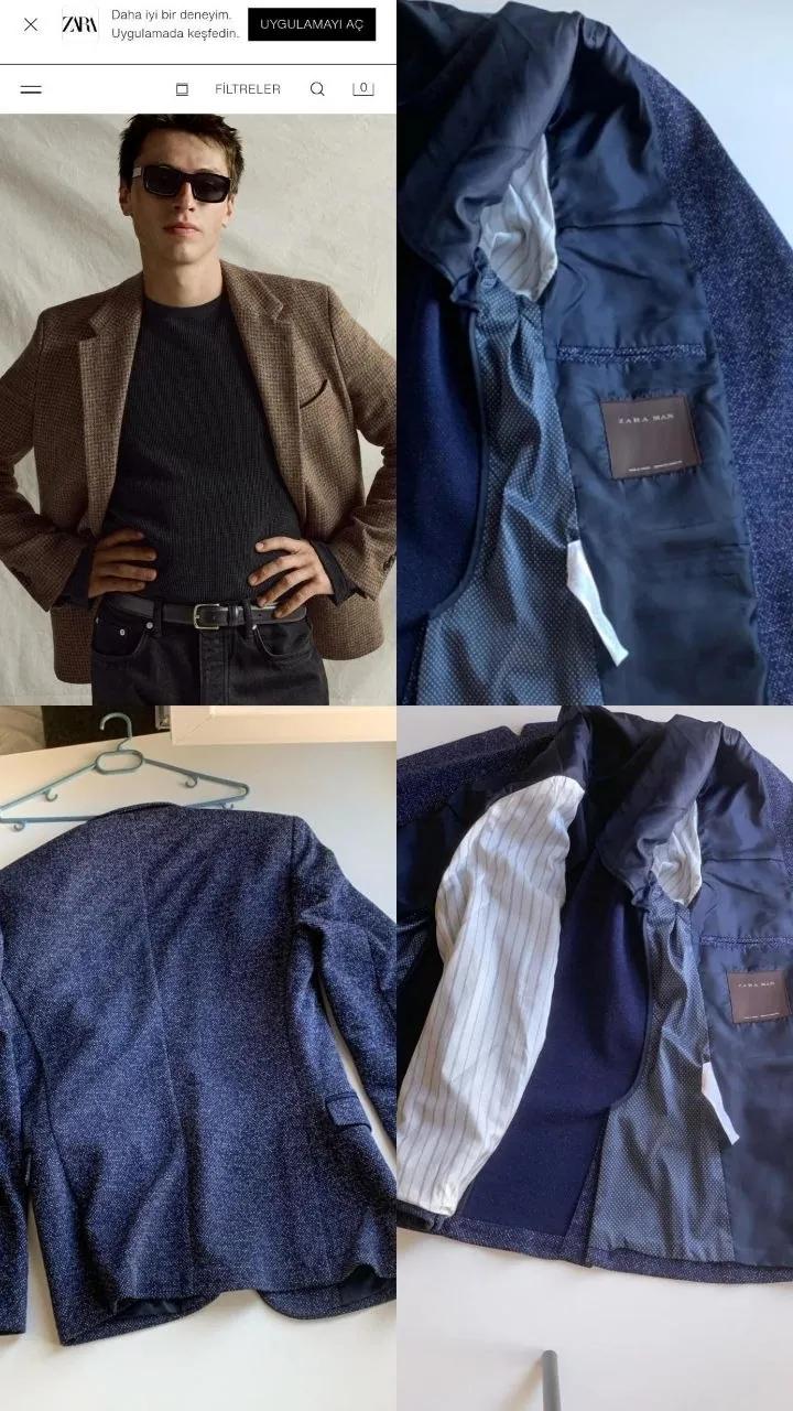 Мужской синий пиджак Zara Man размера S/M