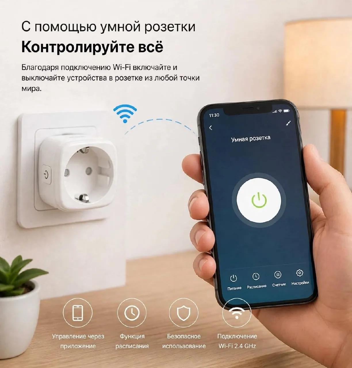 Умная Wi-Fi розетка Tuya