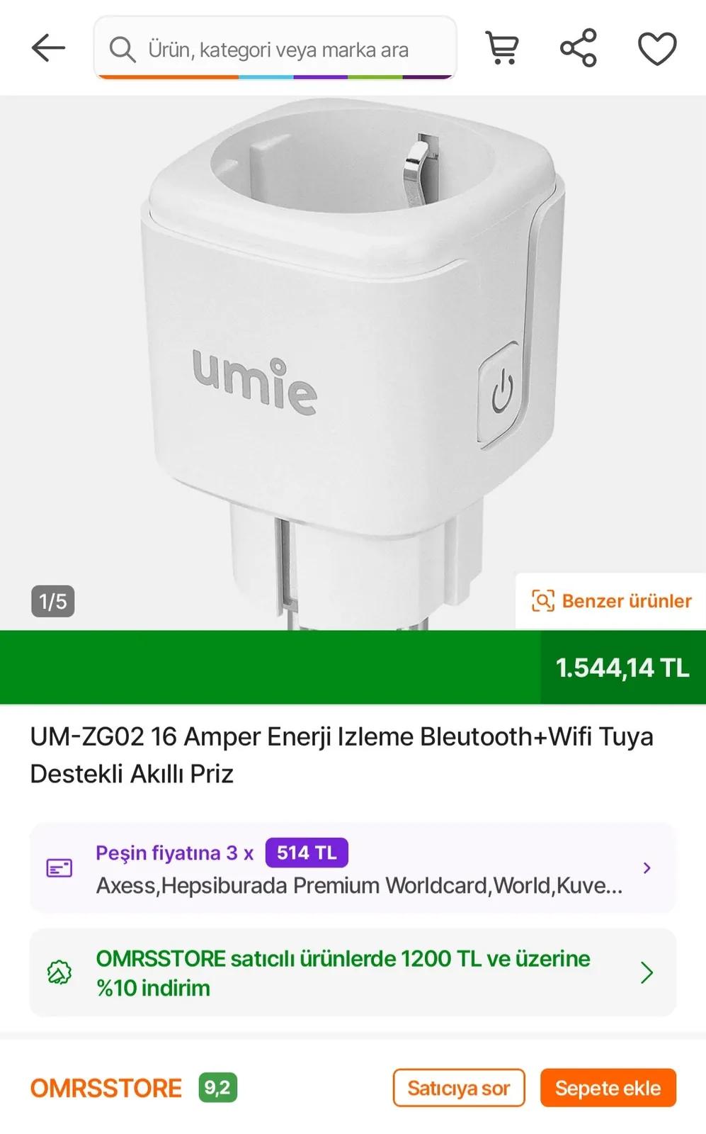 Умная Wi-Fi розетка Tuya