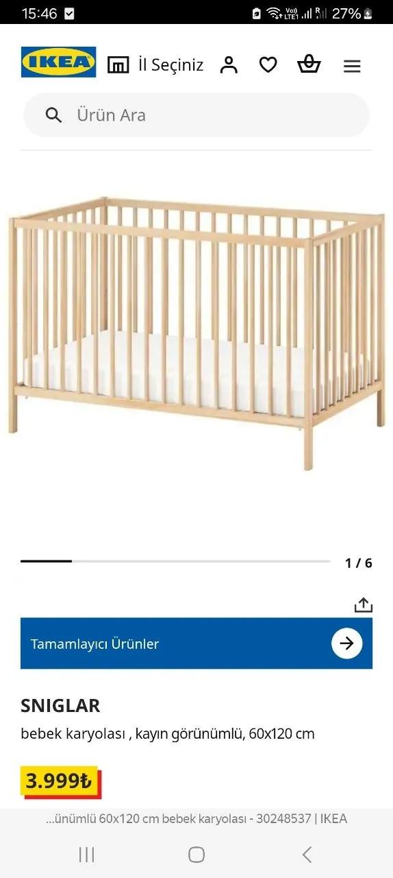Детская кроватка с матрасом и пеленальным столиком IKEA