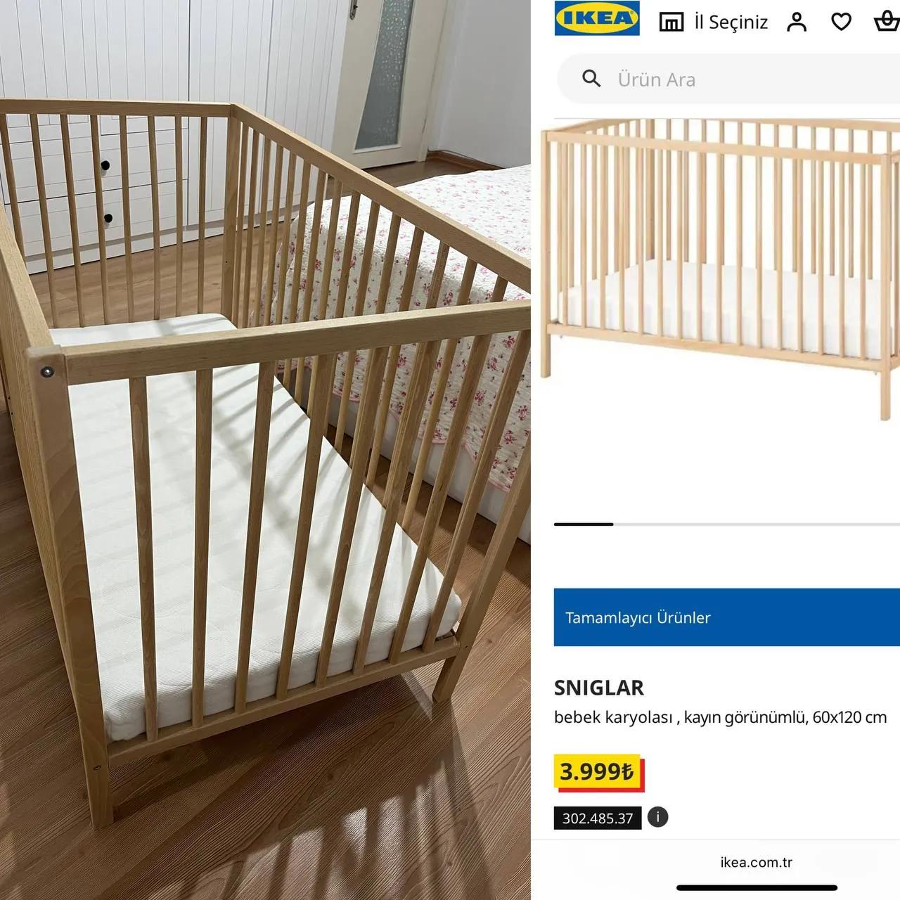 Детская кроватка с матрасом IKEA