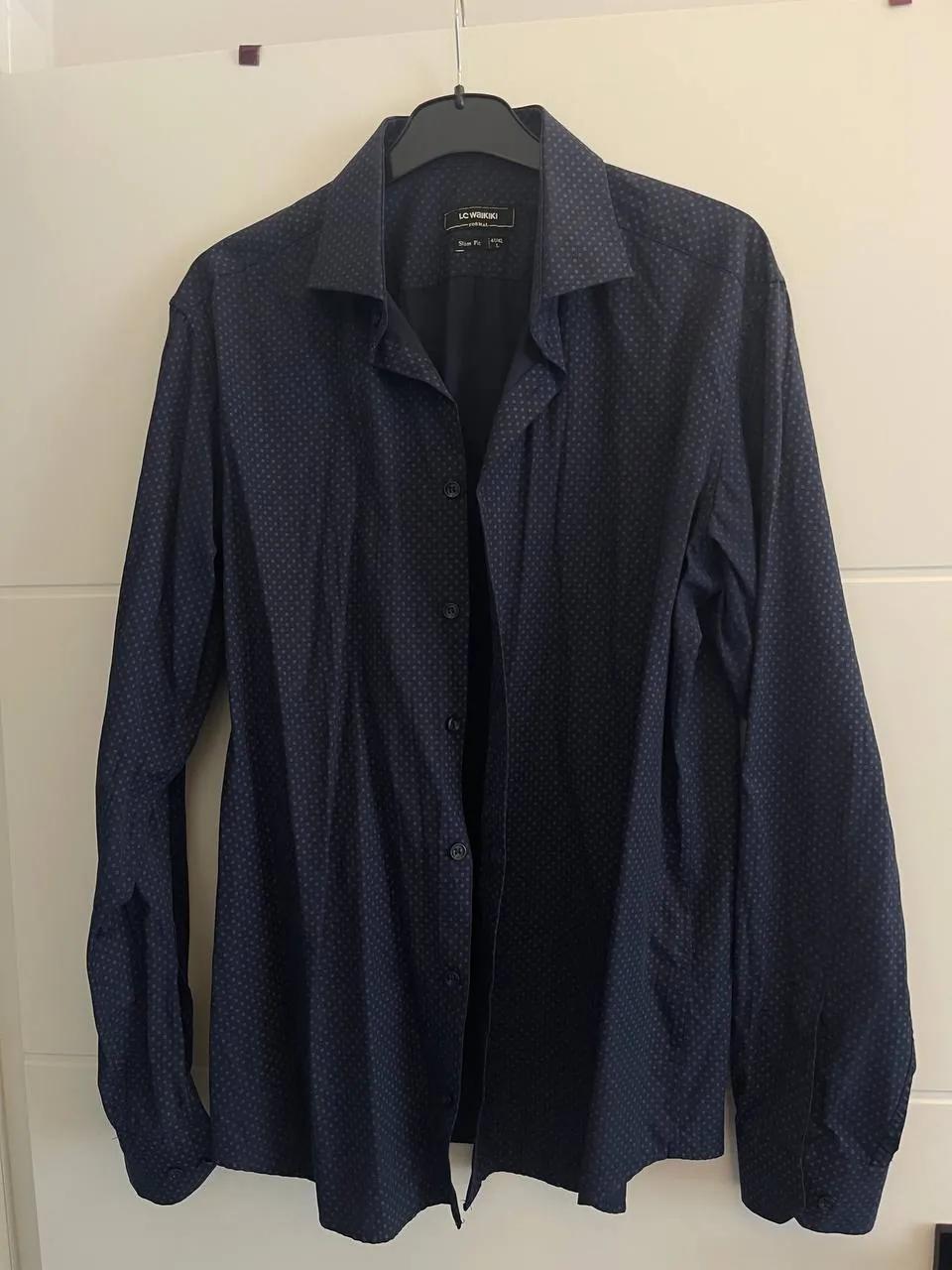 Мужская рубашка LCW slim fit тёмно-синяя