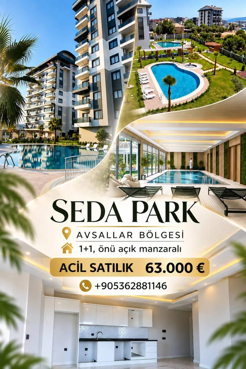 Квартира 1+1 с видом в Seda Park Residence, Авсаллар