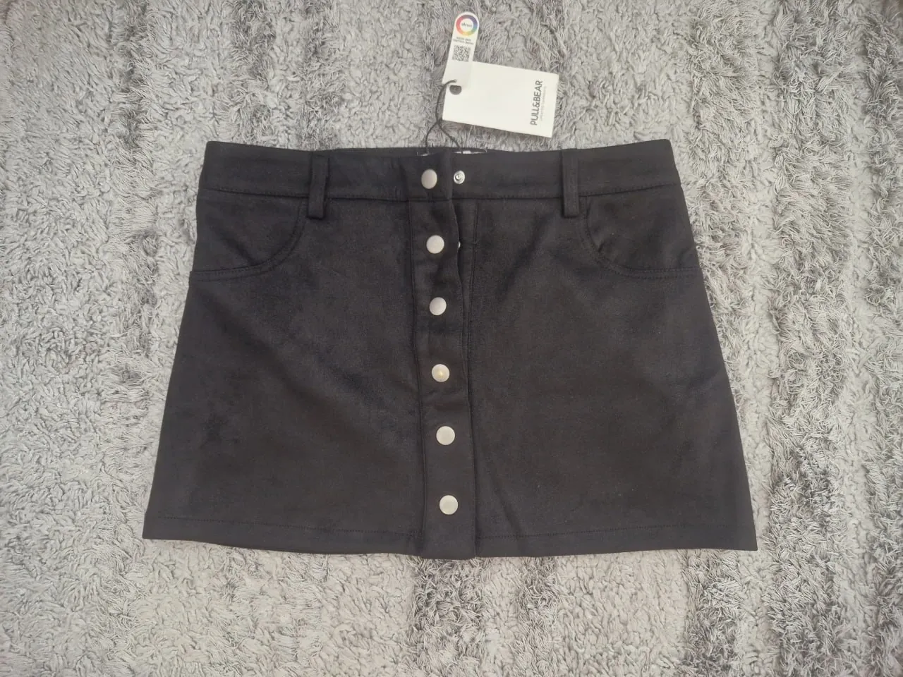 Юбка Pull&Bear чёрная замшевая размера S 1