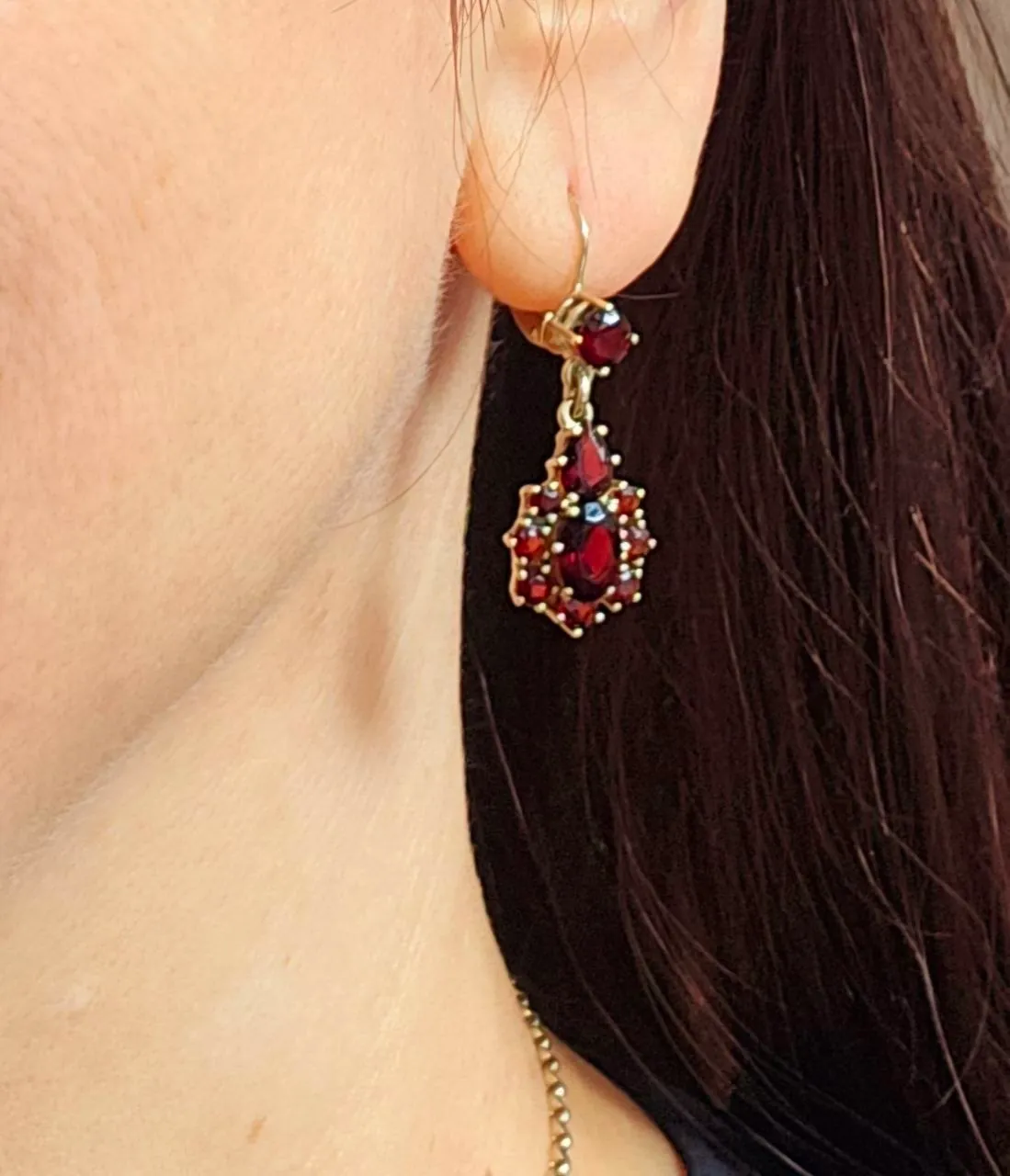 Винтажные серебряные серьги с гранатами 4