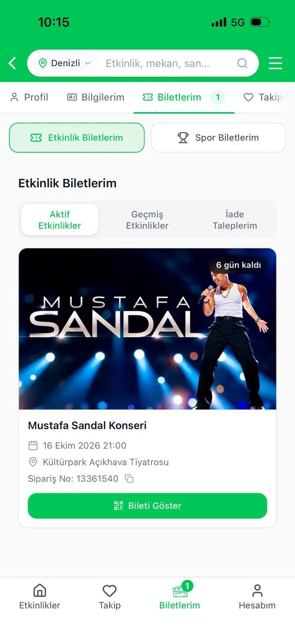 Билет на концерт Mustafa Sandal 16 октября 1