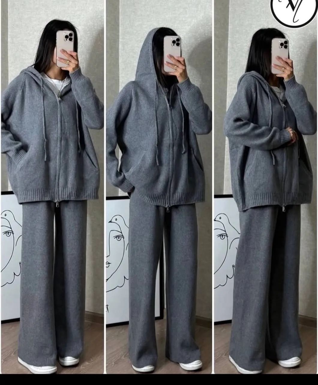 Кашемировые костюмы чёрного и серого цвета, размеры M-L-XL 1