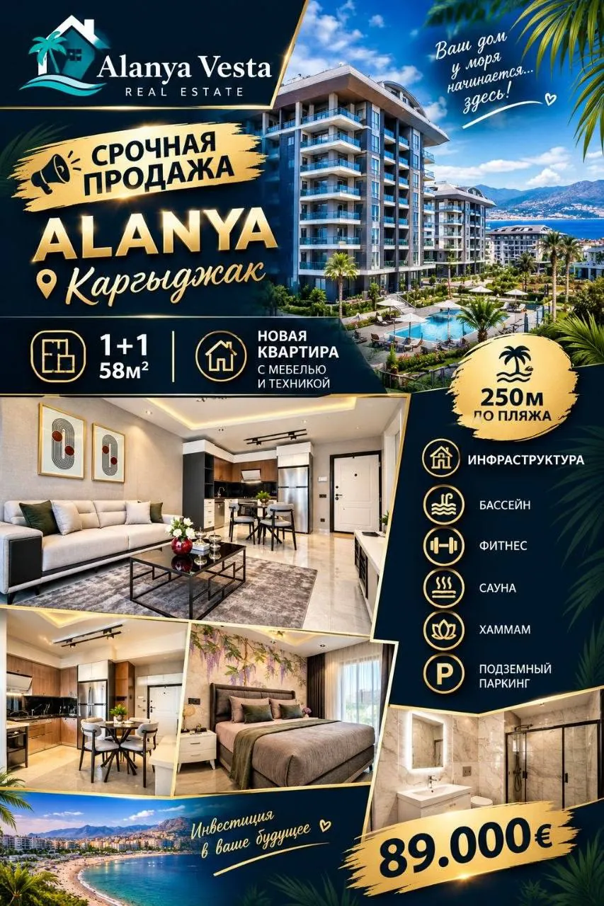 Квартира 1+1 в новом комплексе в Каргыджаке 1