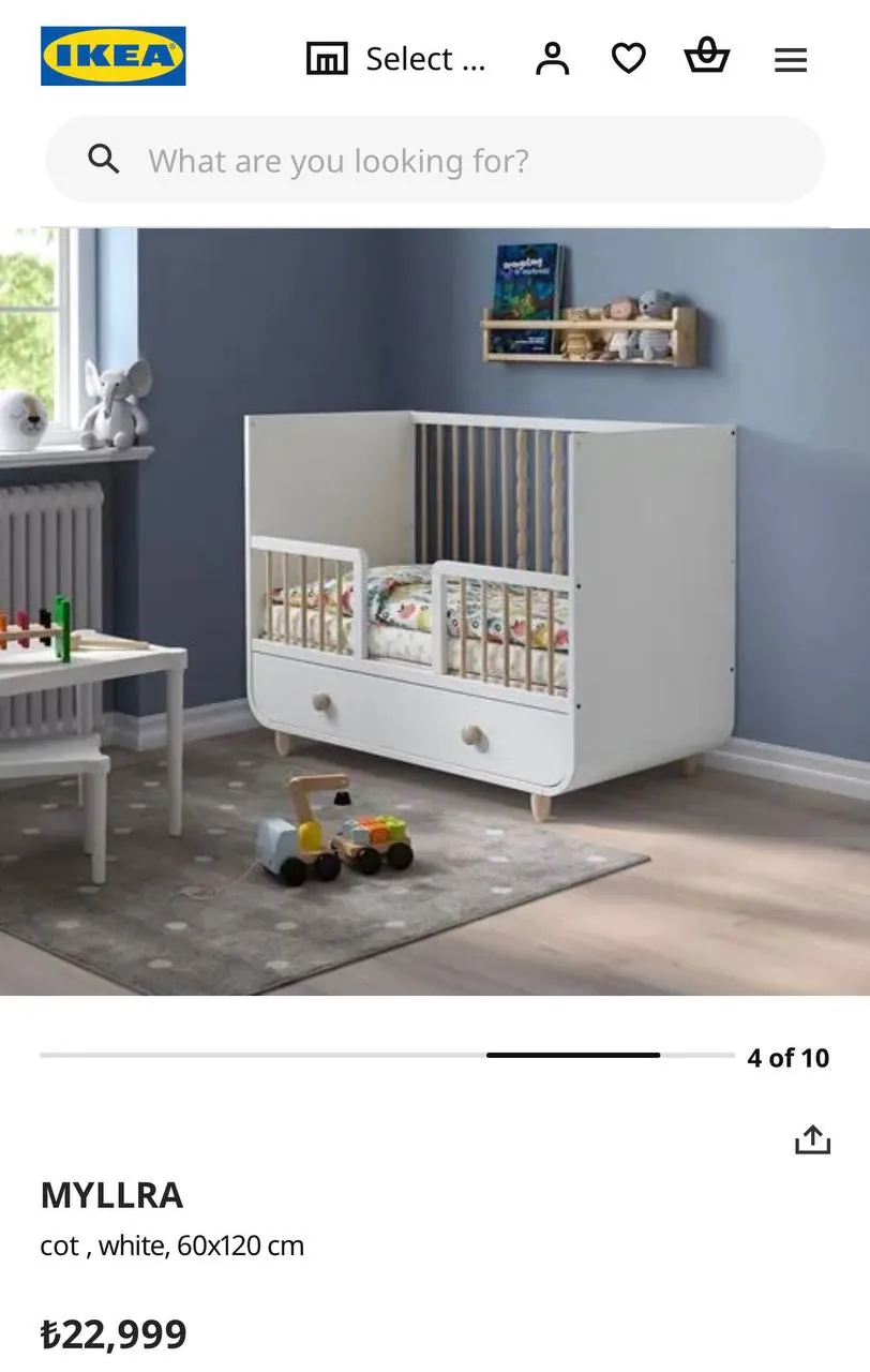 Детская кроватка IKEA с двумя бортиками и матрасом 2