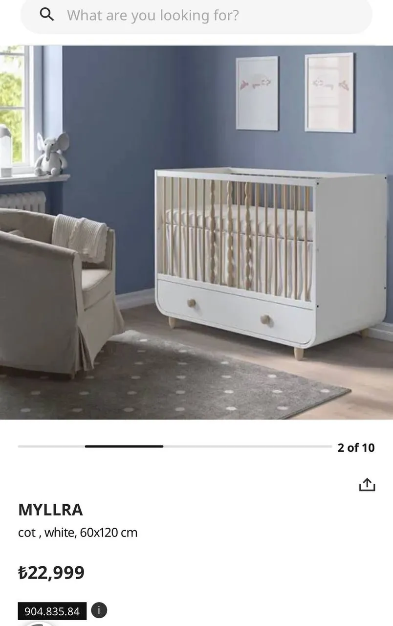 Детская кроватка IKEA с двумя бортиками и матрасом 3