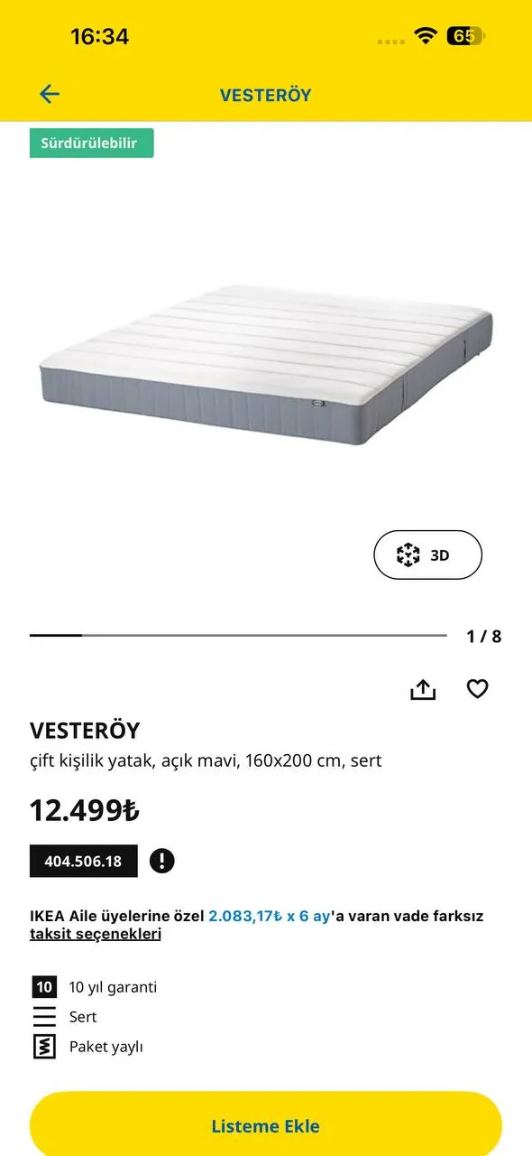 Матрас IKEA VESTERÖY 160×200 см 1