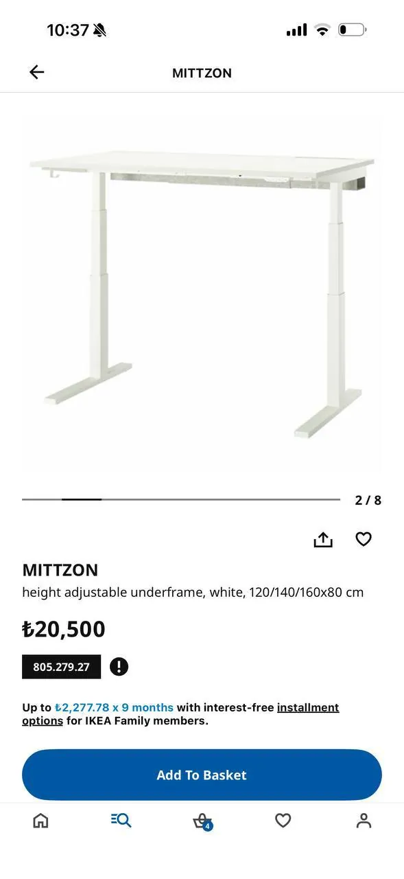 Регулируемый по высоте стол IKEA 160×80 см 1