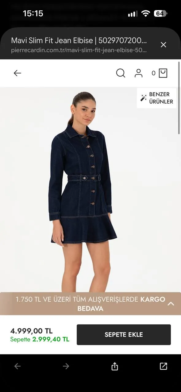 Джинсовое платье Pierre Cardin размера 34 в Хурме 1