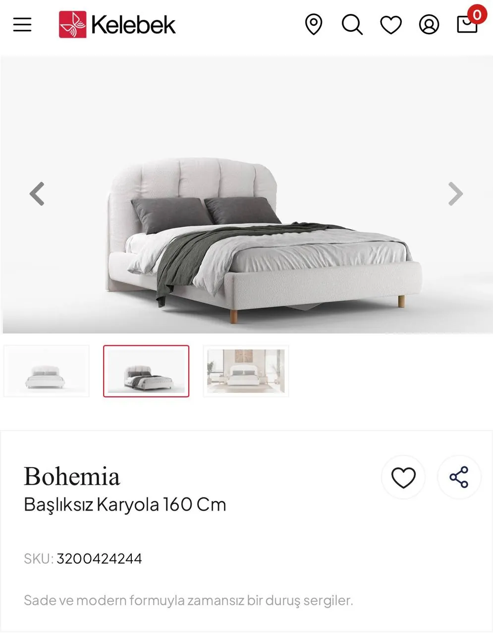 Кровать Kelebek Bohemia 160х200 в Кягытхане 1