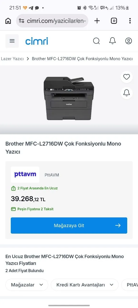 Принтер Brother MFC-L2716DW с картриджами 1