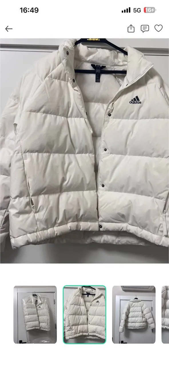 Белый пуховик Adidas с натуральным пухом 7