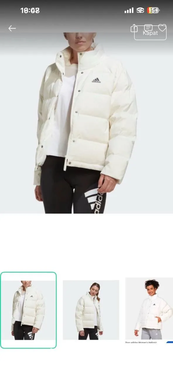 Белый пуховик Adidas с натуральным пухом 2