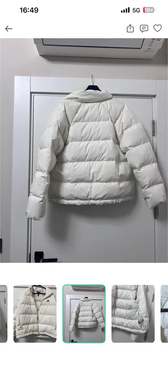 Белый пуховик Adidas с натуральным пухом 4