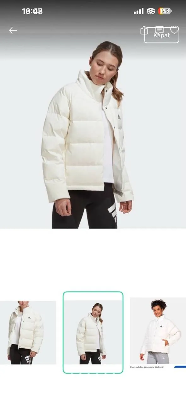 Белый пуховик Adidas с натуральным пухом 1