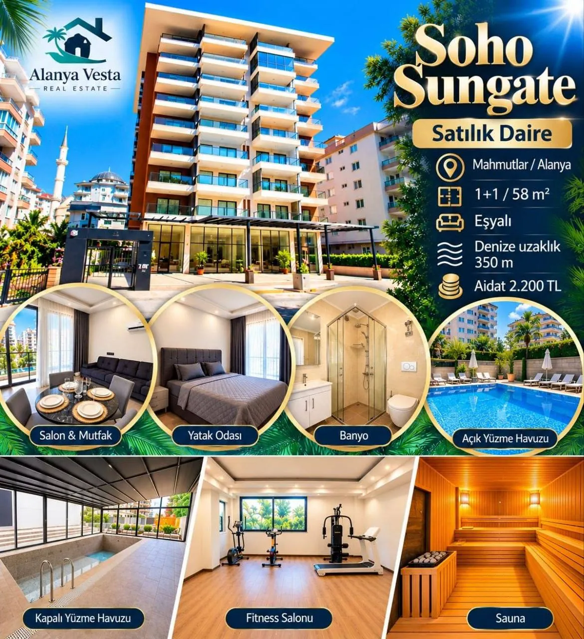 Квартира 1+1 58 м² в Махмутларе, Аланья 6