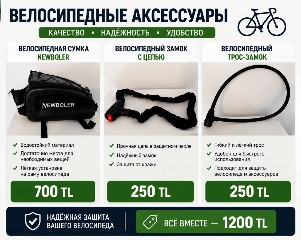 Сумка и замки для велосипеда 1