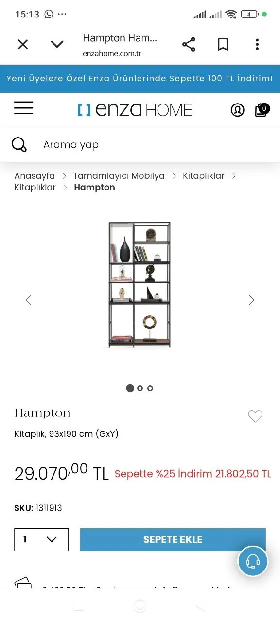 Малоиспользованная книжная полка Enza Home 1