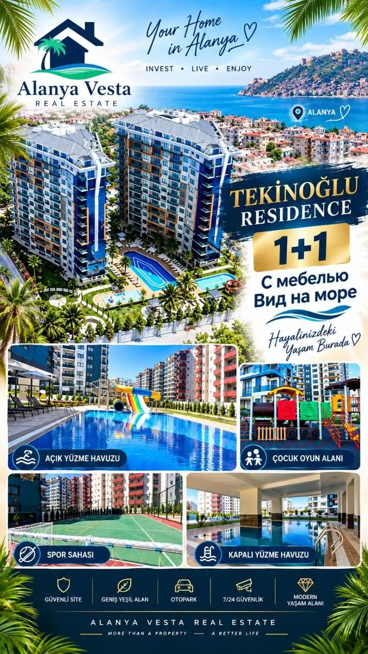 Квартира 1+1 56 м² в Махмутларе 1