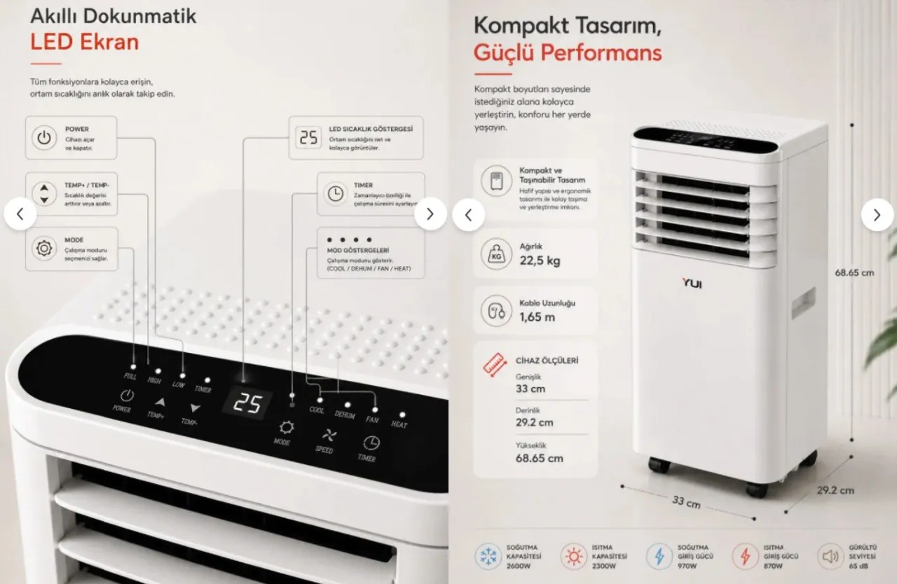 Портативный кондиционер 9000 BTU с обогревом 3