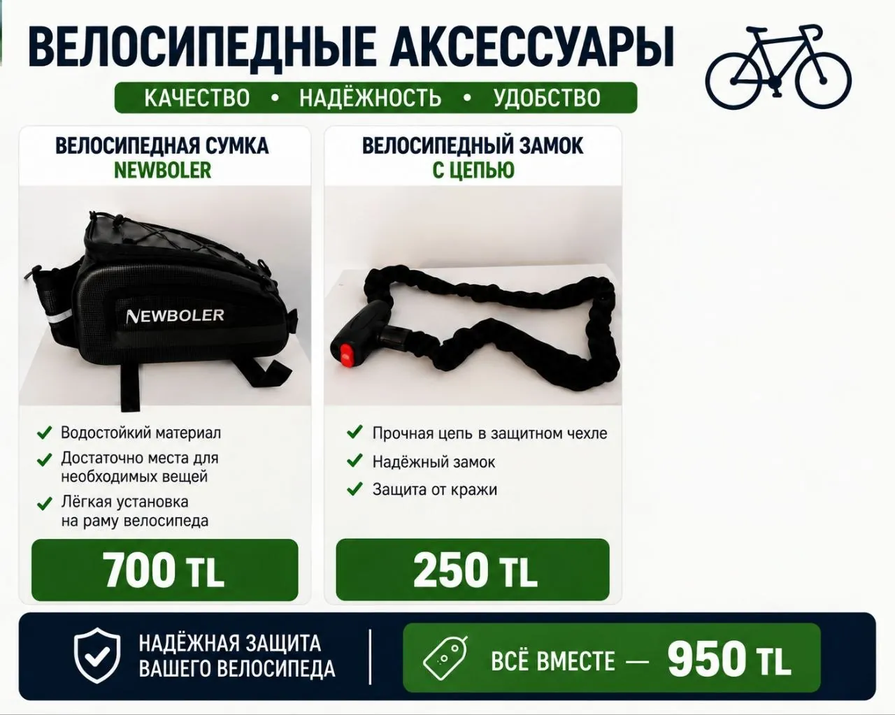 Велосипедная сумка и замок NEWBOLER 1