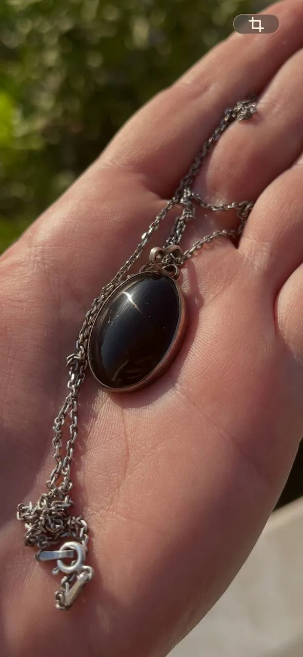 Серебряное украшение с камнем гагат 3