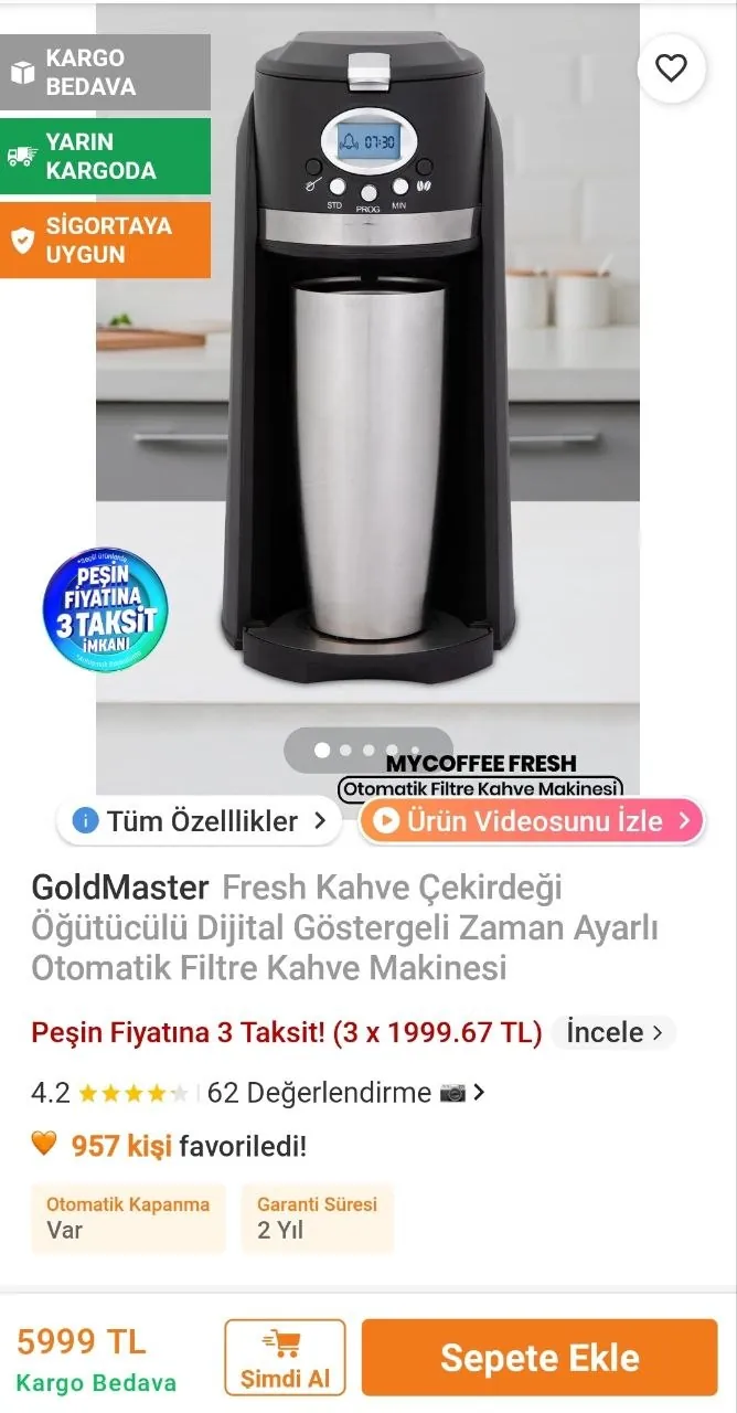 Кофемашина Goldmaster PG-3233 с кофемолкой 8