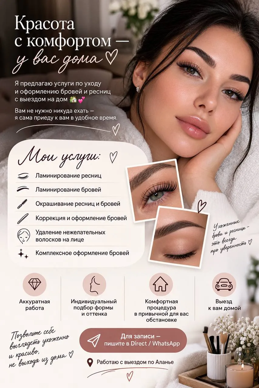 Ламинирование и оформление бровей с выездом 1