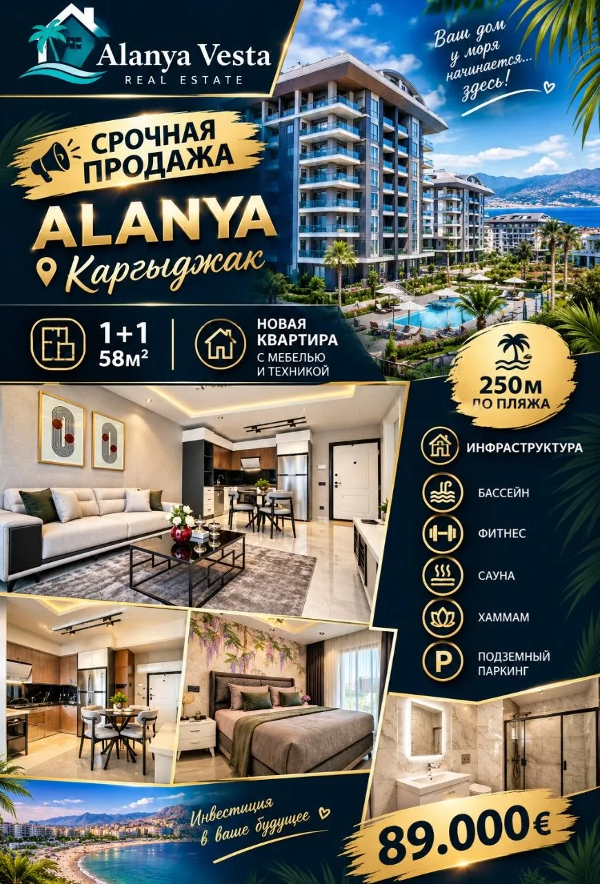Квартира 1+1 58 м² в Каргыджаке 1
