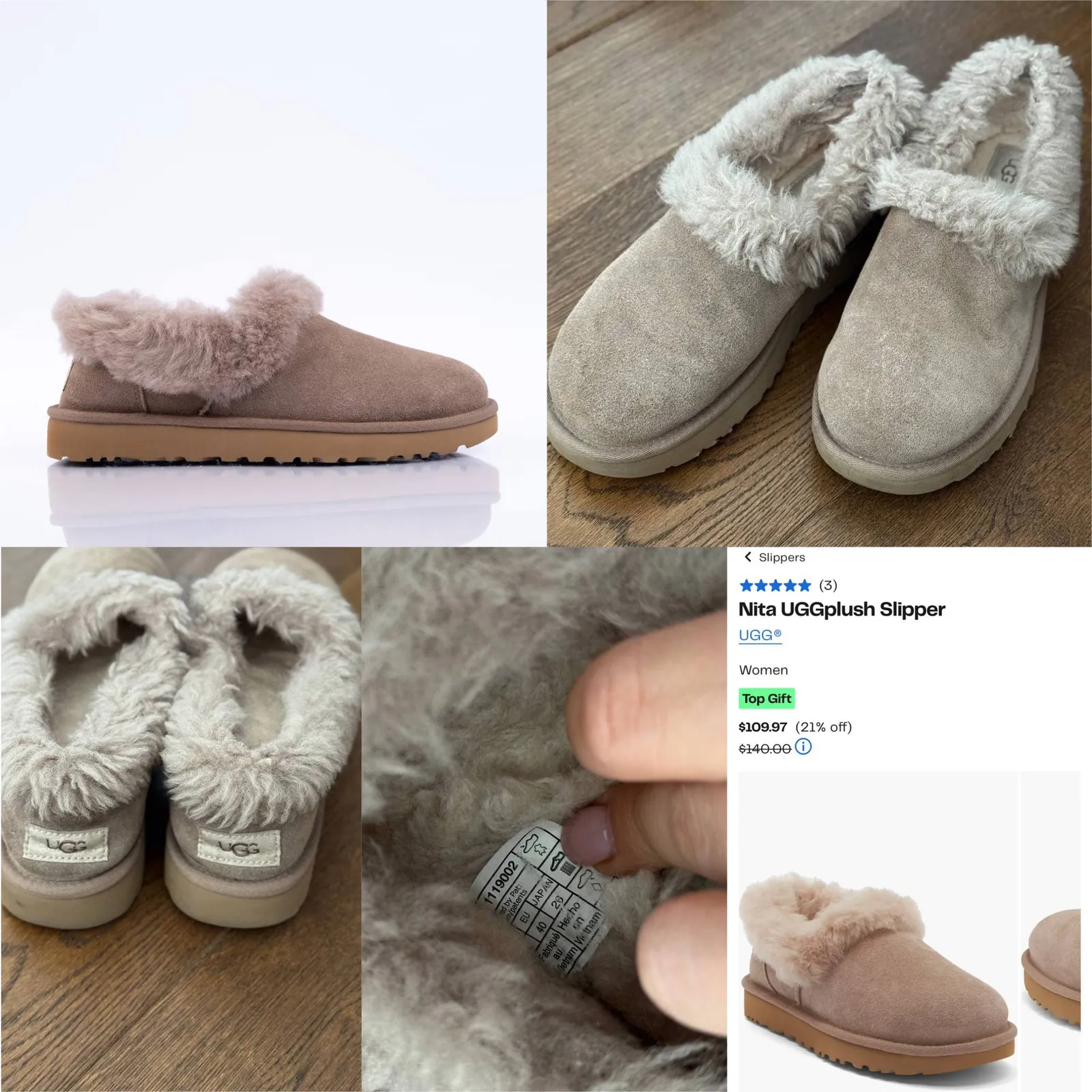 Тапочки UGG замшевые с мехом размер 39 2