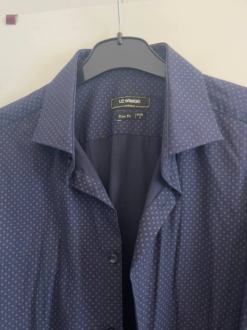 Мужская рубашка LCW slim fit тёмно-синяя 3